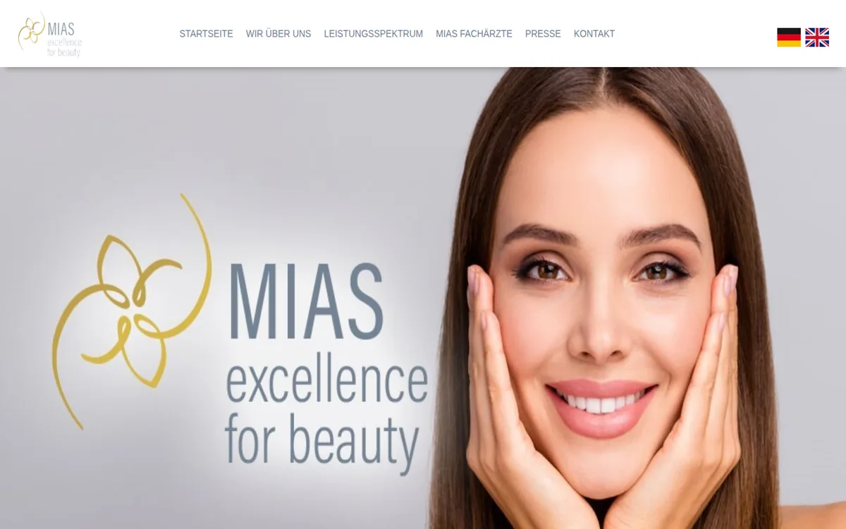 Página de inicio de MIAS Mallorca con el retrato de una mujer sonriendo
